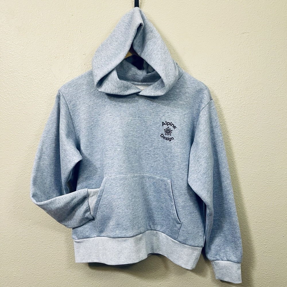 Alpine Design Semi Cropped Hoodie Sweatshirt Semi Cropped Light Blue Cabin Sz M